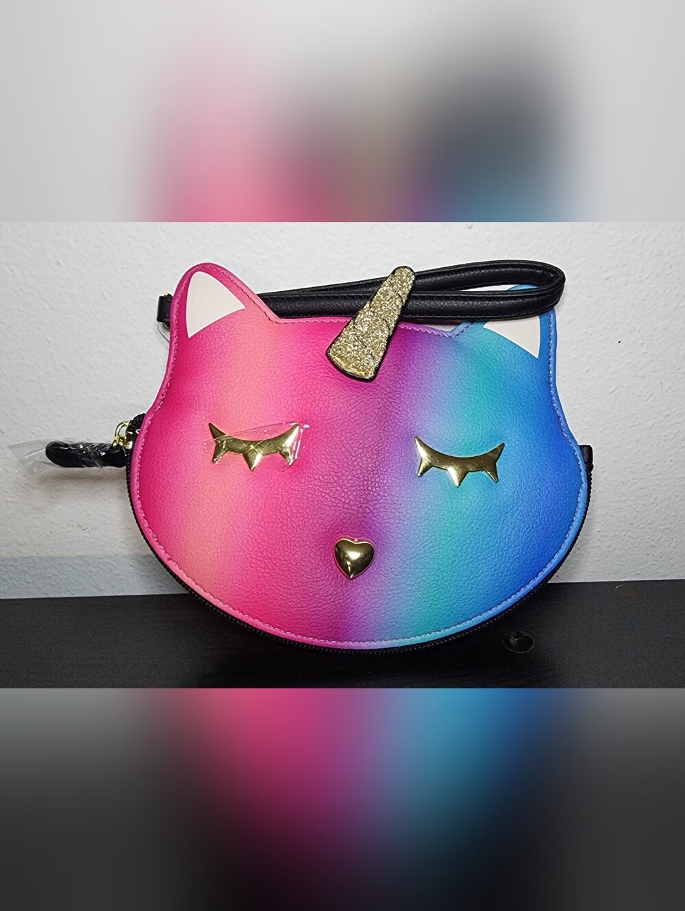 Betsey Johnson Rainbow Unicorn Cat Wristlet - Pink to Blue